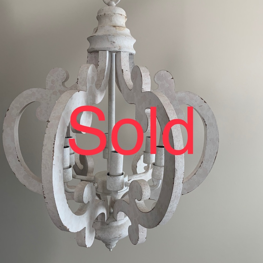 Farmhouse chandelier. Hardwired. 22” x 22” with chain
